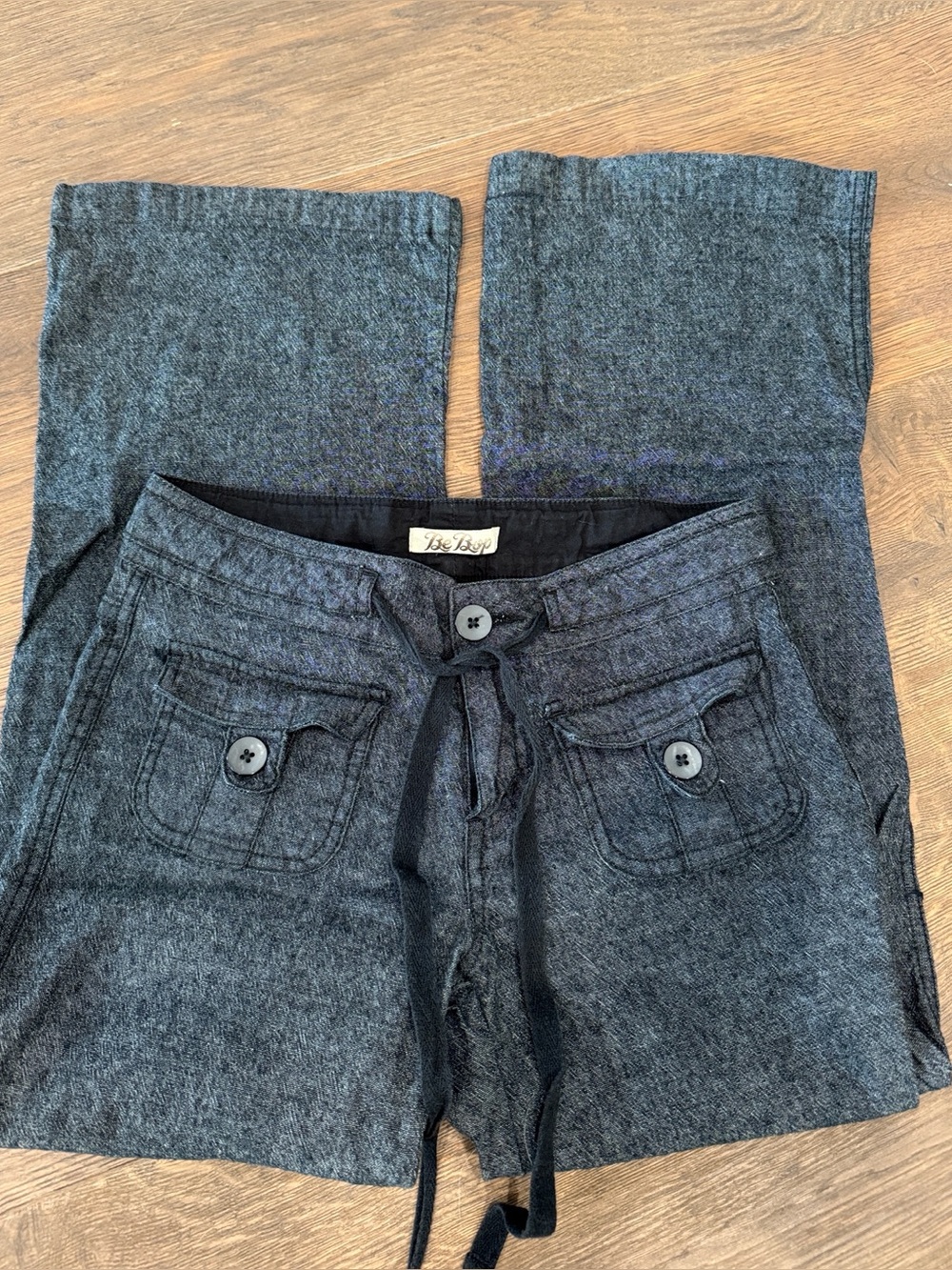 BeBop Charcoal Gray Wide-Leg Pants with Front Pockets